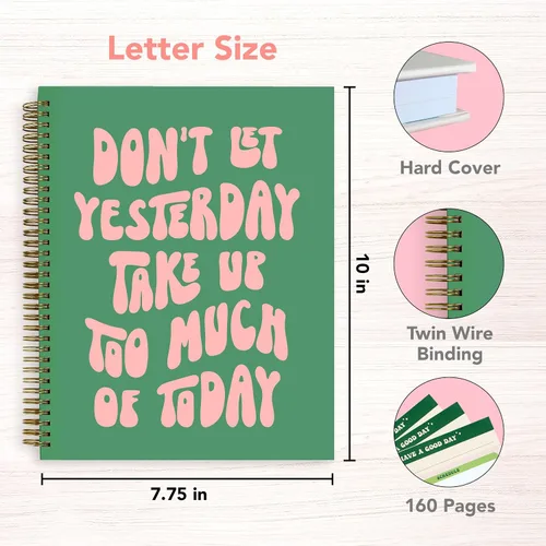 Vista 2 de THiNKABLE Undated Daily Planner Notebook 8.5x11, Cute Notebook, Pink Green To Do List Large Hardcover Spiral Schedule Planner, Inspirational Quote
