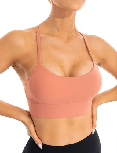 Vista 5 de Ukaste Sujetador deportivo con espalda en Y para mujer, con tirantes delgados, para entrenamiento, yoga