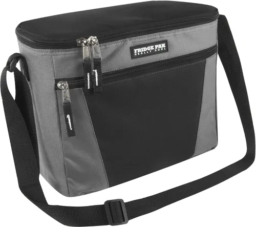 Vista 5 de Fridge Pak Lonchera aislada para adultos y bolsa enfriadora de latas de gran capacidad para 12 latas Gris/Negro