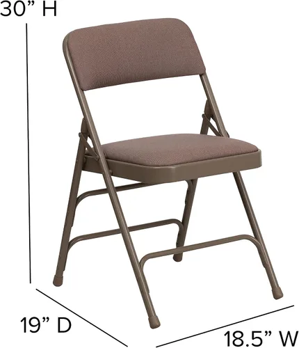 Vista 2 de EMMA + OLIVER Paquete de 2 sillas plegables de metal de tela beige curvada con triple refuerzo Triple Braced, Double-Hinged, Fabric Upholstery