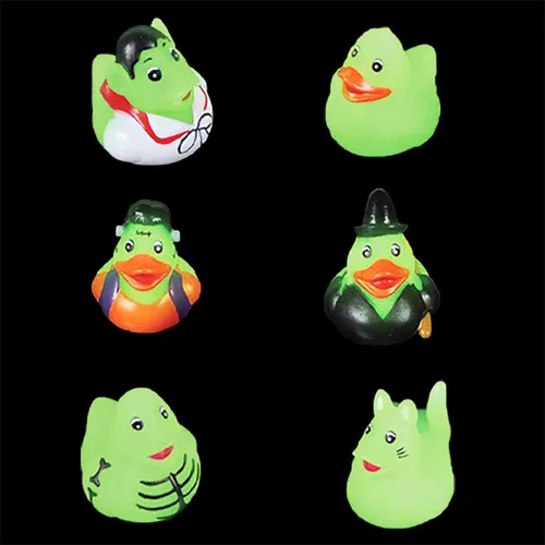 Vista 3 de Pato de goma zombi que brilla en la oscuridad para Halloween, patitos de juguete para niños, baño, cumpleaños, baby showers, playa de verano