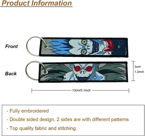 Vista 3 de 1 Pack Anime Etiqueta de Llavero Jet Etiqueta de Llavero Dibujos Animados Bordados con Llavero para Motocicletas Accesorios de Coche
