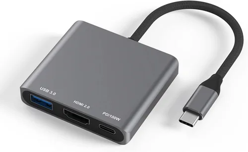 Vista 9 de Concentrador adaptador USB C, 4 en 1 USB tipo C a HDMI 4K, VGA, USB3.0 y USB-C PD multipuerto estación de acoplamiento compatible con dispositivos 4