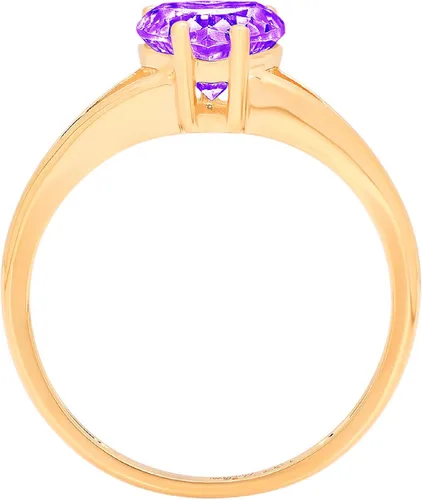 Vista 2 de Anillo solitario con corte de corazón de 150 quilates piedra de amatista morada natural ideal VVS1 de 4 puntas compromiso de boda boda boda