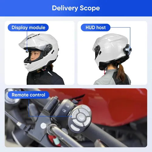 Vista 4 de Casco de Motocicleta E6+ HUD, Pantalla de Visualización Frontal, Bluetooth, GPS, CarPlay, Android Auto, Intercomunicador de Malla, Cámara de Visión