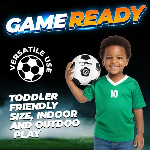 Vista 3 de PlayBolt Soccer Ball Sizes 2, 3, 4, 5 with Pump - Black & White Training Practice & Match Ball for Kids, Youth and Adults (1-Pack or 4-Pack)