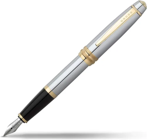 Vista 9 de Cross Bailey Pluma Fuente Recargable Presentada en una Caja de Regalo Premium - Punta Media, Tinta Negra, Negro Fountain Pen for Effortless