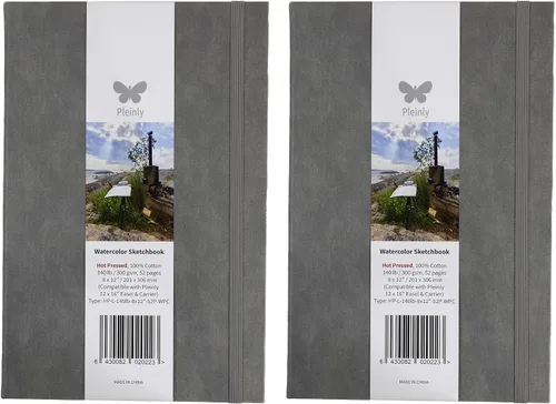 Vista 10 de Pleinly Cuaderno de bocetos de acuarela 100% algodón, prensa en frío, 8 x 12 pulgadas, grande, 140 libras (10.58 oz/m²), 26 hojas de retrato, papel