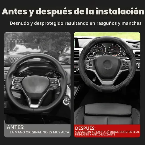 Vista 5 de Osilly Funda para volante de piel sintética de 15 pulgadas, color negro
