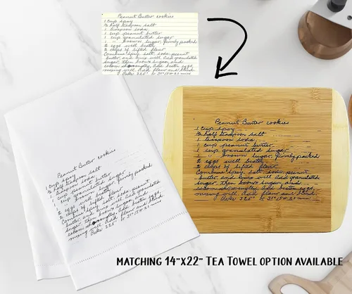 Vista 2 de Tabla de cortar de madera personalizada para recetas (gruesa), grabado a mano, receta Receta familiar, regalo de reliquia familiar Embutidos