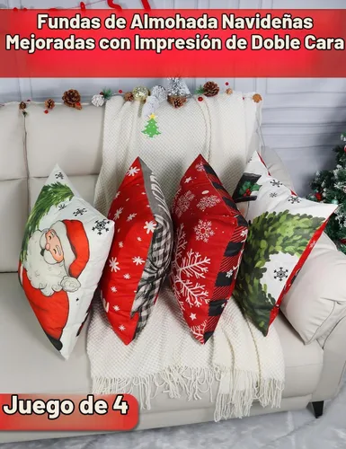 Vista 2 de multiwins - Fundas de almohada navideñas de 18 x 18 pulgadas, 4 piezas