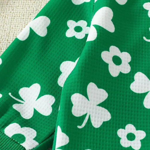 Vista 4 de Conjunto de sudadera con cuatro tréboles para bebés, niños y niñas, ropa de primavera