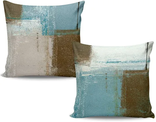 Vista 13 de Juego de 2 fundas de almohada, arte abstracto de 16 x 16 pulgadas, cuadradas, decoración del hogar, fundas de almohada decorativas para sofá