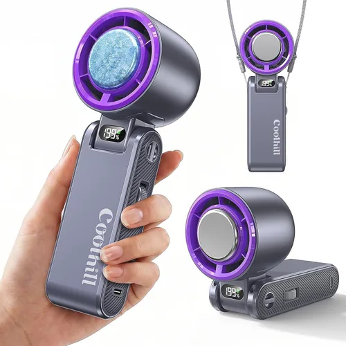 Vista 14 de Ventilador portátil de mano con clip mini ventilador 3000mAh 5 velocidades Rosa