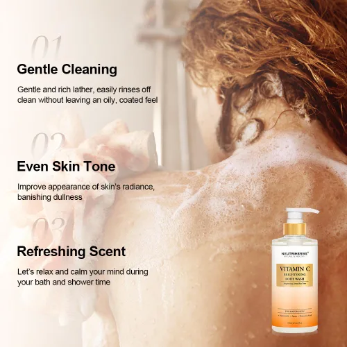 Vista 2 de Neutriherbs Gel de ducha iluminador para piel opaca y desigual, gel de ducha iluminador con vitamina C para mujeres y hombres, jabón de ducha diario