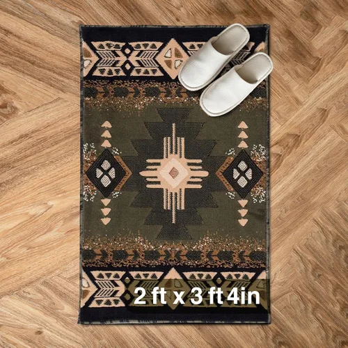 Vista 13 de YHSF South West - alfombra estilo nativo americano del suroeste C318 - fácil de limpiar, gruesa, suave, duradera, alfombra inspirada en tribus