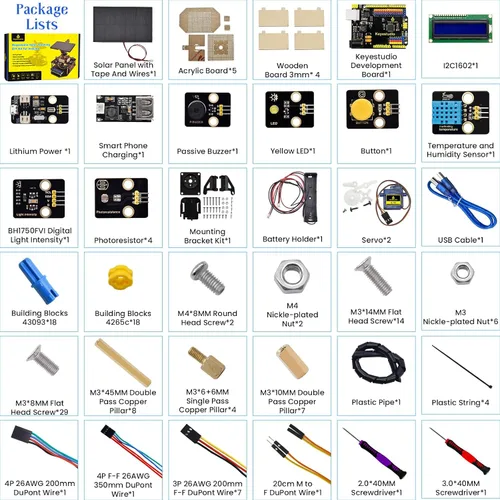 Vista 6 de KEYESTUDIO Kit electrónico de seguimiento solar DIY para Arduino, carga de teléfono inteligente, sensor de temperatura y humedad, sensor de luz