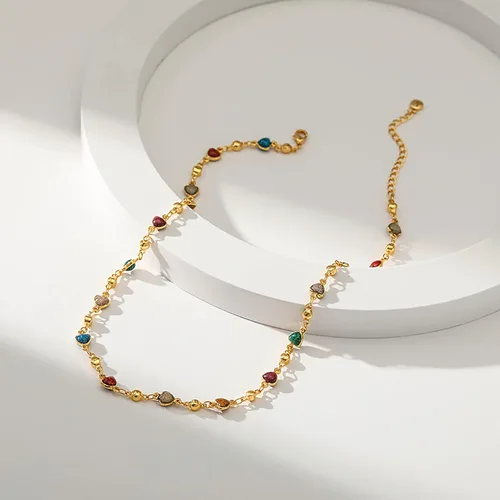 Vista 53 de Gargantilla con cuentas para mujer, chapada en oro de 18 quilates, gargantilla delicada para mujer
