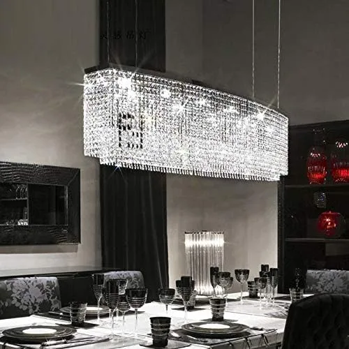 Vista 4 de Demeanor Candelabros LED para comedor 100 % K9, luz de cristal, color negro, F, rectangular, candelabro, curva, hotel, villa, luminosidad moderna
