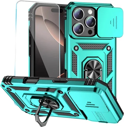 Vista 11 de Funda para teléfono SunStory para iPhone 11 con protector de pantalla HD y cubierta deslizante para la cámara y soporte giratorio con anillo