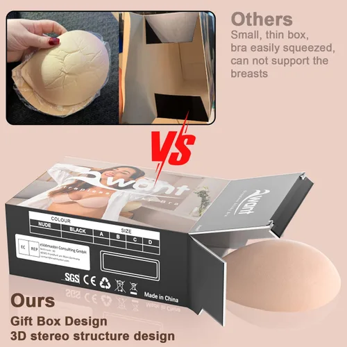 Vista 9 de Awant Sujetador adhesivo sin tirantes Invisible Sticky Boobs Sujetador adhesivo de silicona Sujetador sin espalda Pushup Lift Bra