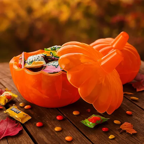 Vista 6 de Tanlade 4 tarros de calabaza de cristal de Acción de Gracias de 10 onzas con tapa, recipientes decorativos de calabaza para galletas de calabaza
