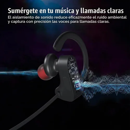 Vista 5 de JOYWISE Auriculares Inalámbricos Bluetooth 16H Tiempo de Reproducción Auriculares con Micrófono Estéreo Intrauditivos, IPX7 Impermeables Deportivos