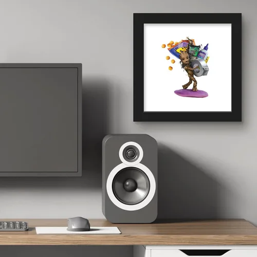 Vista 5 de Trends International Gallery Pops Marvel I Am Groot - Póster de pared de Baby Groot Snacks, 12.00 x 12.00 pulgadas, versión de marco negro