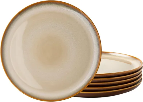 Vista 9 de LERATIO Juego de platos de cerámica de 6, platos de porcelana de 8.5 pulgadas con esmalte reactivo, ligeros, platos de ensalada de porcelana, juego