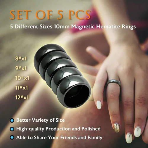 Vista 20 de Morchic - Anillos unisex de piedras de hematita, para equilibrar ansiedad, chakra raíz, (paquete de tamaños mixtos)