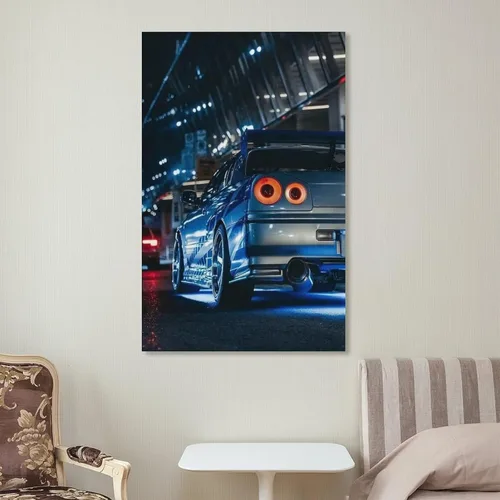 Vista 7 de Jdm Art - Póster para colgar en lienzo con diseño de automóvil japonés, color azul, para decoración de pared, para el hogar, 16 x 24 pulgadas
