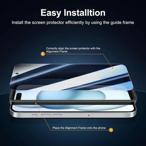 Vista 90 de NEW'C Paquete de 3 protectores de pantalla de privacidad para iPhone Air/iPhone 17 Air (6.5 pulgadas), película de vidrio templado antiespía