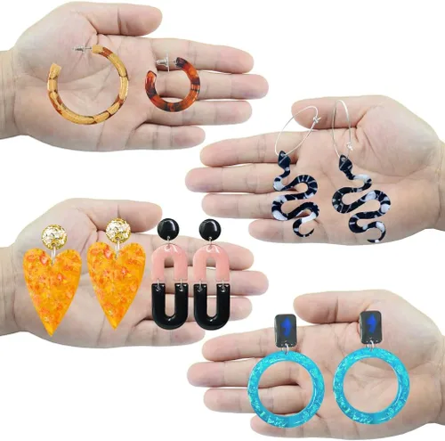 Vista 3 de FUNSHOWCASE Aretes de serpiente, resina epoxi, moldes de silicona con forma de corazón, anillo ovalado en forma de C, suministros de fundición