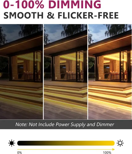 Vista 4 de EMITEVER COB - Tira de luces LED impermeable IP67, 2700 K, blanco cálido, para exteriores, 24 V, cinta LED de silicona regulable, iluminación