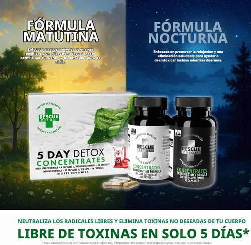 Vista 4 de Rescue Detox Concentrados de desintoxicación de 5 días +Plus Elimina permanentemente todas las toxinas