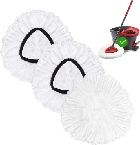 Vista 10 de FOOKCIAN Juego de Repuesto para Trapeador Giratorio - 4 Cabezales de Microfibra, Base, Mango de 30-58'' Compatible con OCedar EasyWring - Blanco