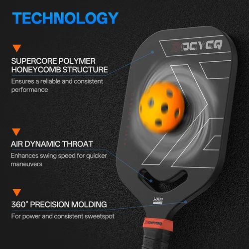 Vista 3 de DGYGQ Pickleball Paddles with Polypropylene Honeycomb Core, T700SC Power Carbon Fiber Pickleball Paddle, Increased Power for Ultimate Spin &