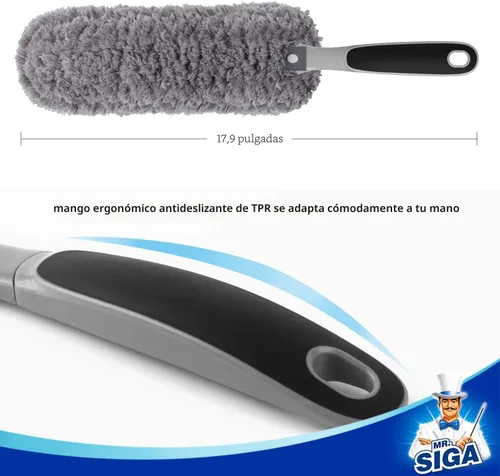 Vista 3 de Plumero de microfibra sin pelusas, lavable para limpieza doméstica MR.SIGA