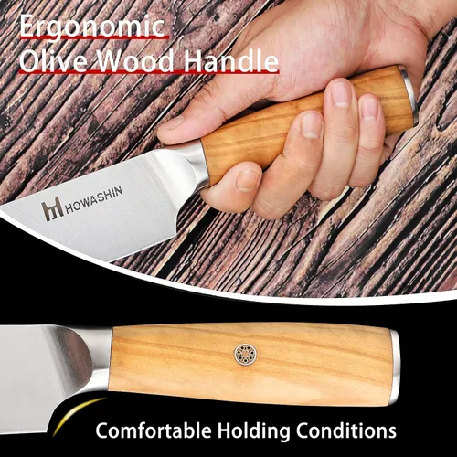 Vista 17 de Cuchillo de chef de 6 pulgadas, cuchillos de cocina, deshuesado de acero inoxidable alemán de alto carbono, cuchillo profesional para carne, aves