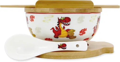 Vista 11 de XWORLD Juego de cuencos de cerámica japonesa para fideos ramen con cuchara de cerámica, palillos de bambú, tapa y salvamanteles, capacidad