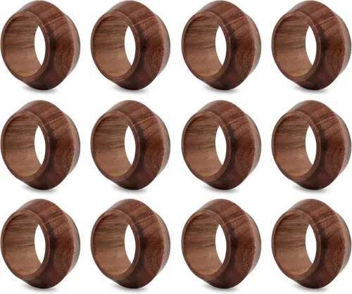 Vista 13 de ALPHA Living HOME Juego de 50 servilleteros de madera, hecho a mano, de madera antigua, con hebillas para mesas de comedor, bodas, aniversarios