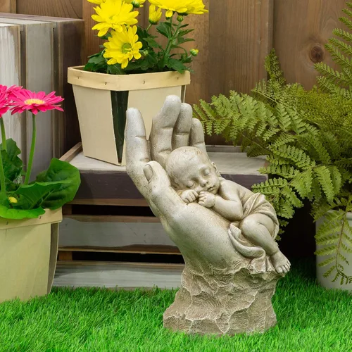 Vista 2 de Joseph's Studio de Roman Inc., en la palma de su mano, colección de jardín, estatua religiosa, santa familia, memorial, ángel, santo