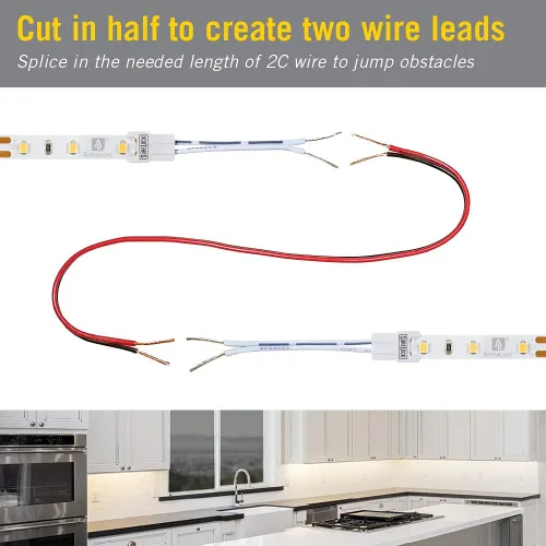 Vista 7 de Armacost Lighting 421502 Ribbon Flex Home - Kit de cinta LED para el hogar, 16 pies, regulable CA (3000 K) 300 luces LED y conector de cable