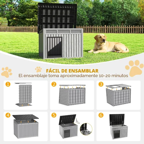 Vista 7 de Fancyango Casa grande para perros para interiores y exteriores, resistente a la intemperie y techo extraíble, se adapta a perros pequeños a grandes