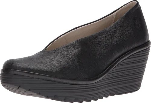 Vista 4 de FLY London Zapatos de tacón de cuña Yaz para mujer Negro (black Mousse)