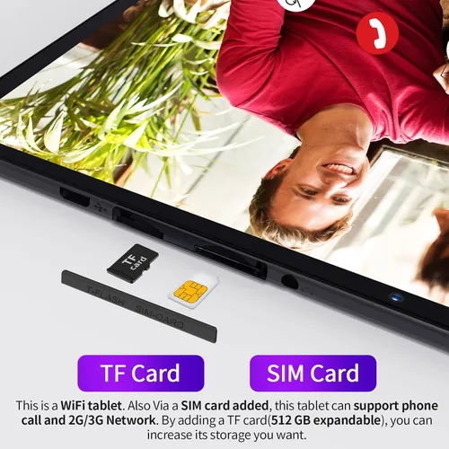Vista 3 de PRITOM Tableta de teléfono Android 13 de 10 pulgadas con ranura SIM, 64 GB Quad Core, pantalla táctil IPS, cámara trasera de 8 MP WiFi GPS Bluetooth