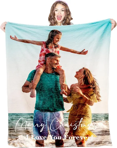 Vista 22 de Mantas personalizadas con fotos, 1 foto, manta personalizada, regalos personalizados para mamá, papá, pareja, novia, novio, esposa, marido, 8 tamaños