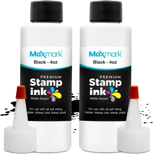 Vista 13 de MaxMark Premium - Tinta de recarga con punta de control en botella para sellos autoentintados, color negro - 1 onza