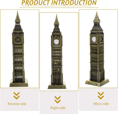 Vista 5 de SEWACC London Big Metal Building Model Estatua arquitectónica decorativa para decoración del hogar, artesanía fina, diseño elegante, bodas, reuniones