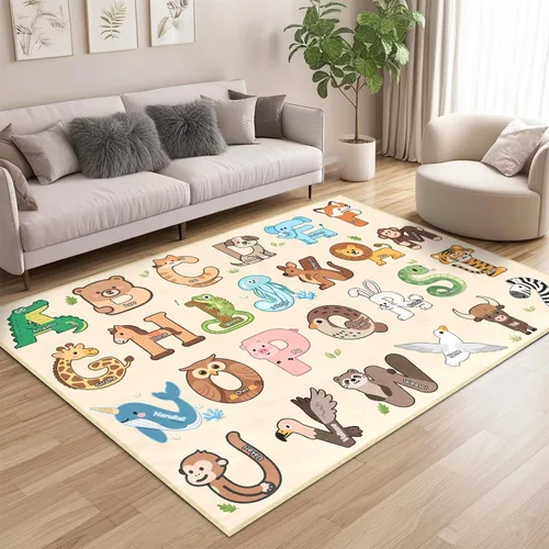 Vista 9 de Alfombras infantiles para sala de juegos, alfombra ABC de 2.5 x 4 pies para niños pequeños, alfombra de aprendizaje educativo, alfombra